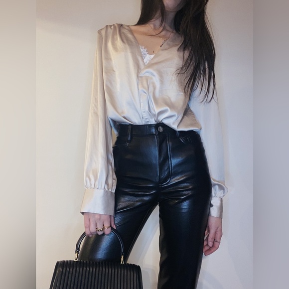 Dynamite tan satin shirt - Picture 2 of 2